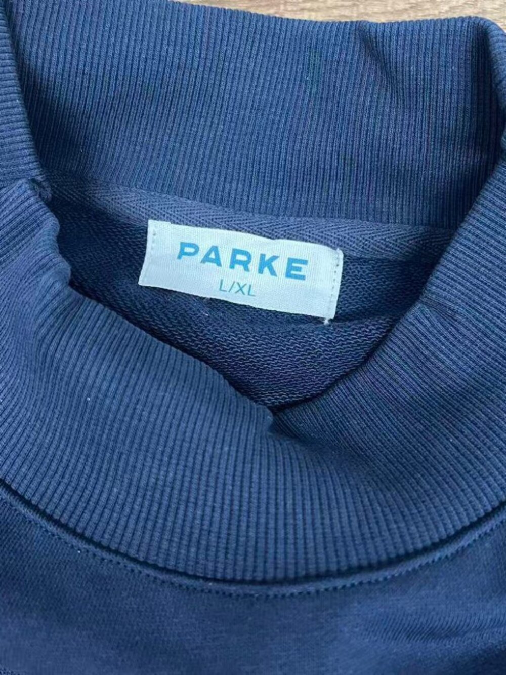 PARKE Navy Varsity Letter Mock Neck Sweatshirt - Picture 5 of 7